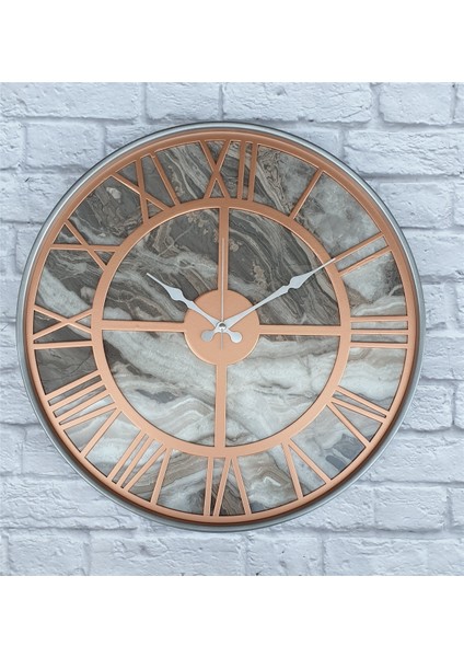 Gri Metal Kasalı Mermer Desenli Duvar Saati 50 x 80 cm fiyatları