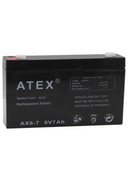 Akü 6V 7A (15X9X3.3CM) Atex