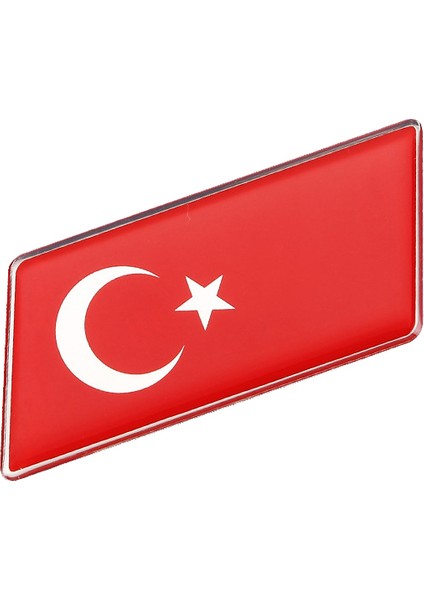 Türkiye Bayrağı Damla Etiket Alüminyum Kenarlı Sticker