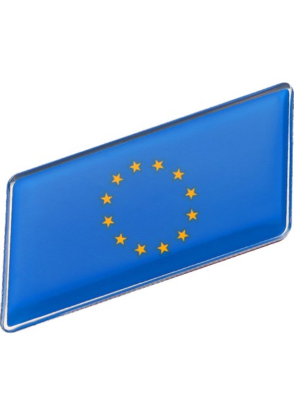Avrupa Birliği Bayrağı Damla Etiket Alüminyum Kenarlı Sticker