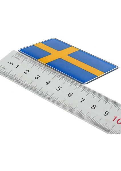 Isveç Bayrağı Damla Etiket Alüminyum Kenarlı Sticker
