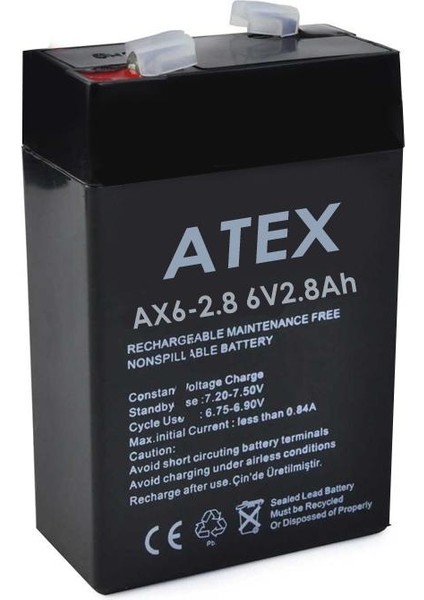 Akü 6V 2.8A (6.5x9.5x3.5cm) Atex