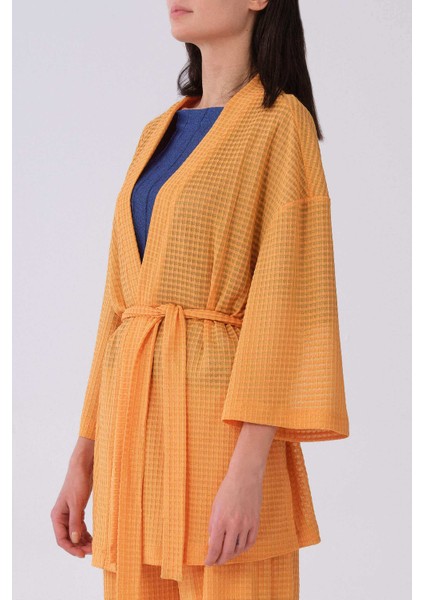Kuşaklı Oranj Kimono