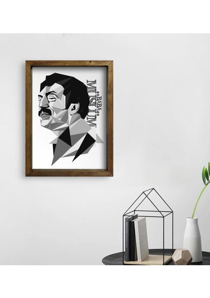 Gift Müslüm Baba Tasarımlı Doğal Masif Ahşap Çerçeveli Tablo 45X65CM-4