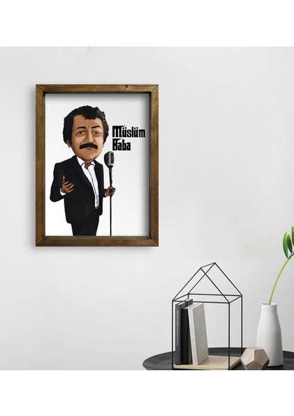 Gift Müslüm Baba Tasarımlı Doğal Masif Ahşap Çerçeveli Tablo 45X65CM-6