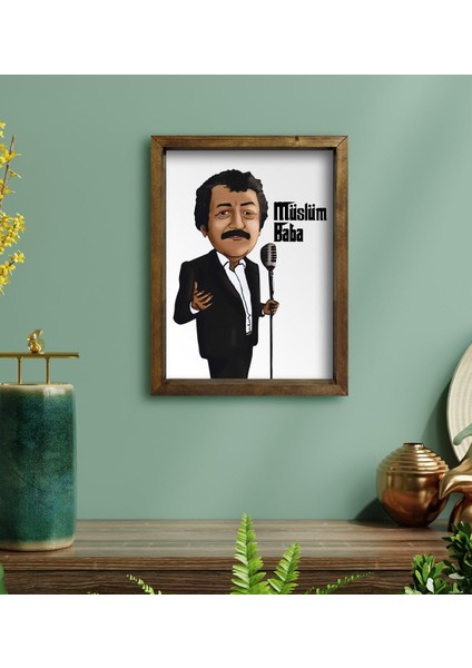 Gift Müslüm Baba Tasarımlı Doğal Masif Ahşap Çerçeveli Tablo-6