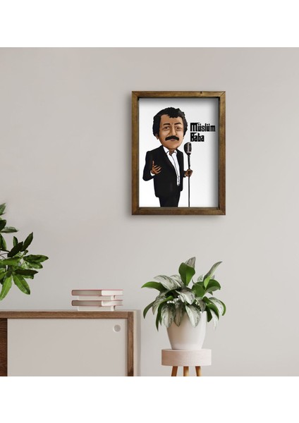 Gift Müslüm Baba Tasarımlı Doğal Masif Ahşap Çerçeveli Tablo-6 fırsatları