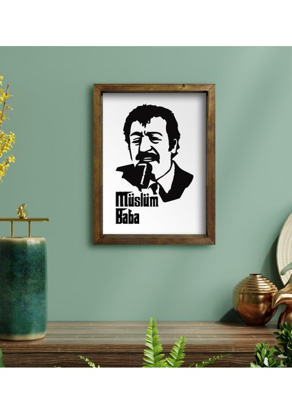 Gift Müslüm Baba Tasarımlı Doğal Masif Ahşap Çerçeveli Tablo-5