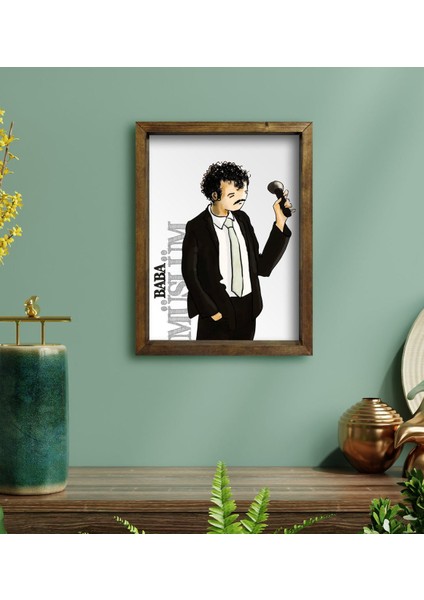 Gift Müslüm Baba Tasarımlı Doğal Masif Ahşap Çerçeveli Tablo-2