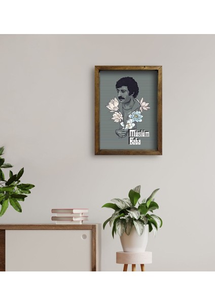 Gift Müslüm Baba Tasarımlı Doğal Masif Ahşap Çerçeveli Tablo-1