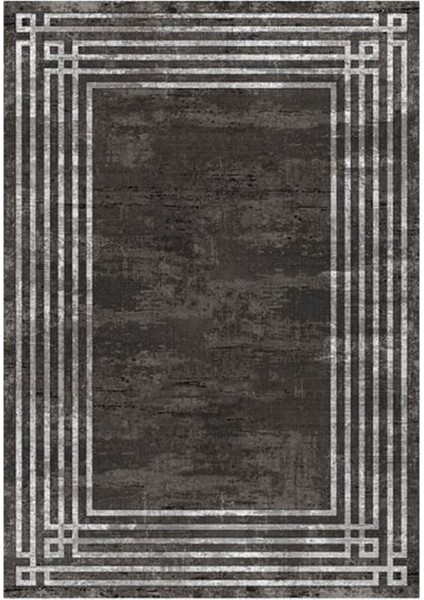 Gloria TD954 Siyah Art Deco Modern Desen Dokuma Saçaklı Kilim
