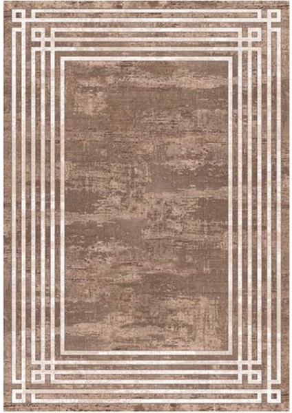 Gloria TD95401 Kahverengi Art Deco Modern Desen Dokuma Saçaklı Kilim