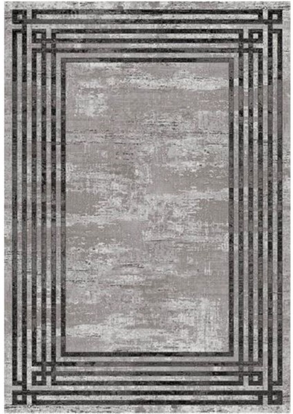 Gloria TD95402 Gri Art Deco Modern Desen Dokuma Saçaklı Kilim