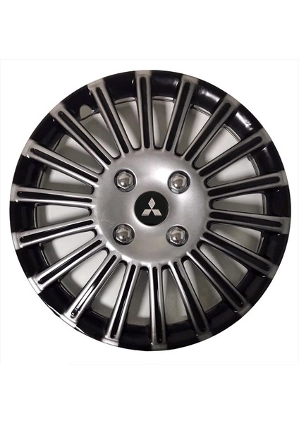 Mitsubishi 15'' Inç Gri - Siyah 4lü Set Jant Kapağı Çelik Jant Görünümlü