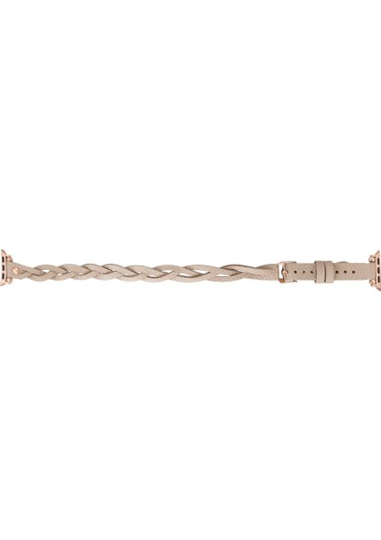 Apple Watch Uyumlu Deri Kordon Peggy 38-40MM Çift Tur Ferro Rose Gold Trok Erc3 Bej