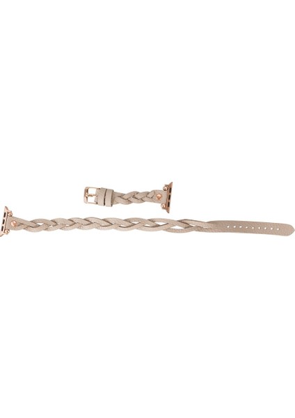 Apple Watch Uyumlu Deri Kordon Peggy 38-40MM Çift Tur Ferro Rose Gold Trok Erc3 Bej