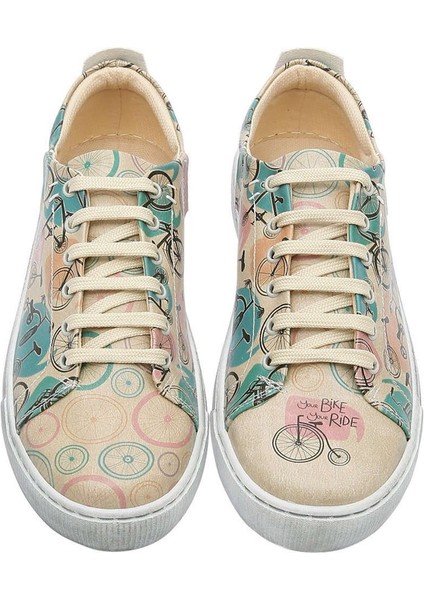 Kadın Vegan Deri Bej Sneakers - Your Ride Your Bike Tasarım fiyatları