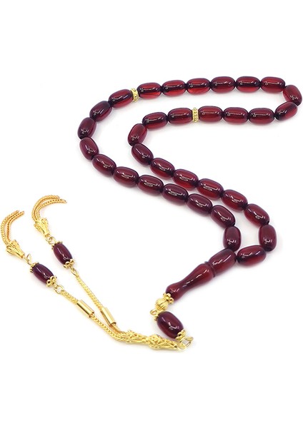 925 Ayar Sarı Gümüş Püsküllü Sıkma Kehribar Tesbih modelleri