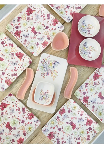 12 Kişilik 27 Parça Bahar Kare Kahvaltı Takımı fırsatları