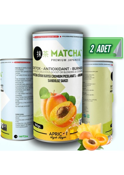 Kayısı Aromalı Detoks L-Carnitine Matcha Çayı - 2 Kutu