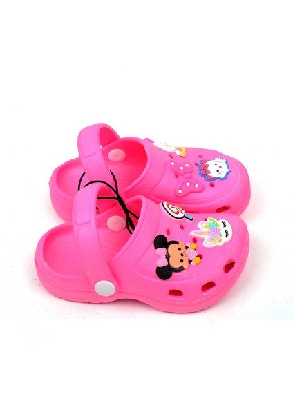 Crocs Tarz Model Sandalet Terlik Minnie Unicorn Kedi Süslü Neon Pembe