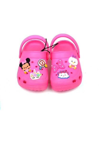 Crocs Tarz Model Sandalet Terlik Minnie Unicorn Kedi Süslü Neon Pembe