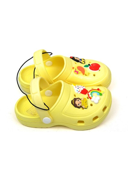 Crocs Tarz Model Sandalet Terlik Prenses Gökkuşağı Süslü Sarı