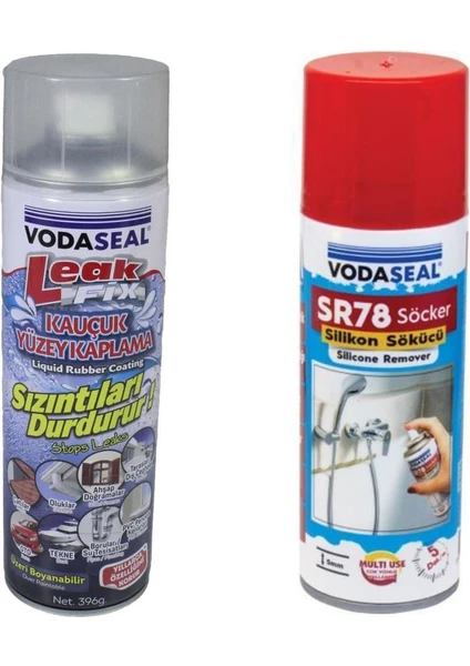 Leak Fix Su Sızdırmaz Sprey Şeffaf 396 gr + Silikon Boya Pas Sökücü SR78 200 ml