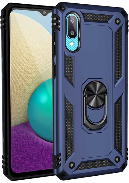 - Galaxy A02 - Kılıf Yüzüklü Çift Katman Zırh Tank Vega Kapak