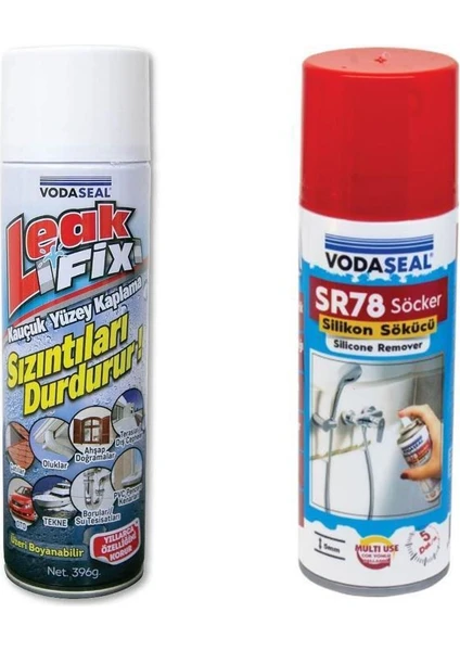 Leak Fix Su Sızdırmaz Sprey Beyaz 396 gr + Silikon Boya Pas Sökücü SR78 200 ml