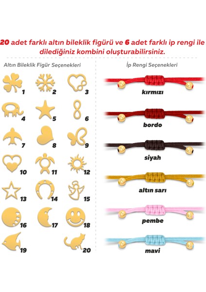 14 Ayar Altın Ay Ipli Bileklik