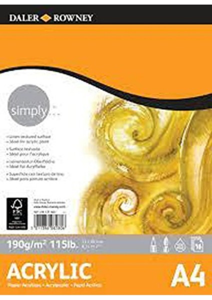 Simple A4 190 gr 16 Yaprak Akrilik Eskiz Defteri