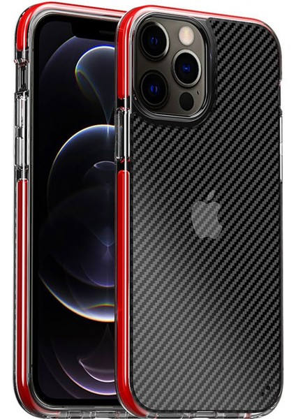 Apple iPhone 11 Pro Max Uyumlu Kenar Renkli Karbon Silikon Kılıf Siyah