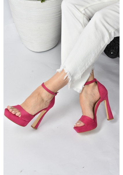 Fuşya Süet Kadın Topuklu Ayakkabı 13 cm fiyatları