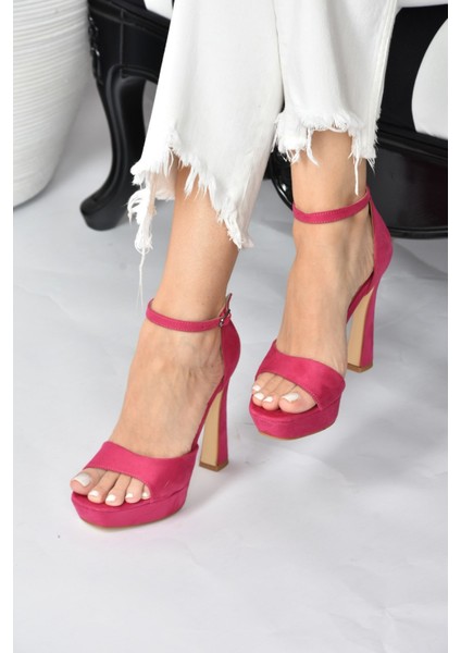 Fuşya Süet Kadın Topuklu Ayakkabı 13 cm fırsatları