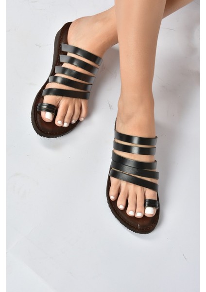 Siyah Hakiki Deri Kadın Sandalet K374680203 fiyatları