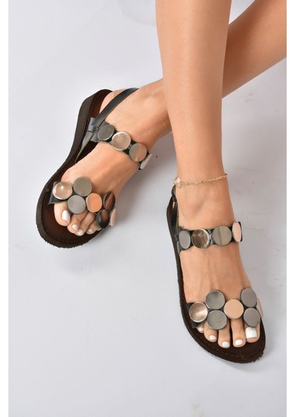 Siyah Hakiki Deri Kadın Sandalet K374680603