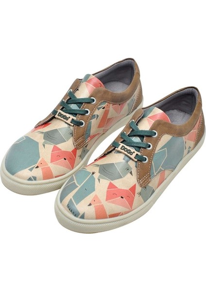 Kadın Vegan Deri Çok Renkli Sneakers - Origami Tasarım
