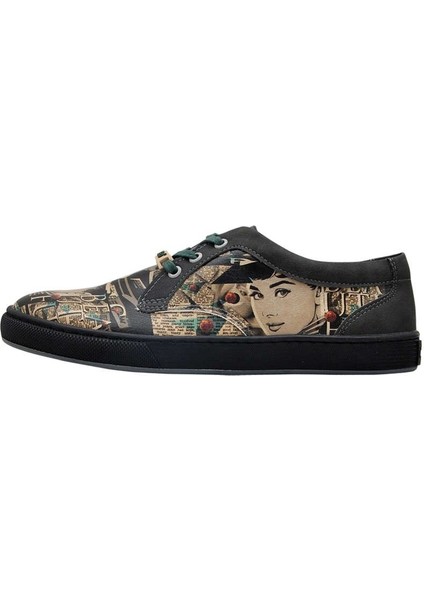 Kadın Vegan Deri Siyah Sneakers - Beautiful Eyes Tasarım modelleri