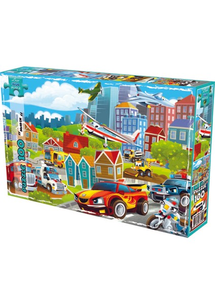 Şehirdeki Taşıtlar 100 Parça Kutu Puzzle