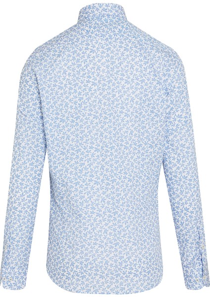 Erkek Mavi Baskılı Slim Fit Spor Gömlek fiyatları