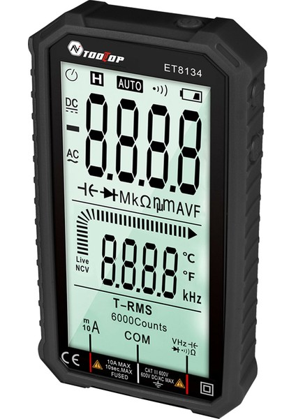 ET8134 Taşınabilir 4,7 Inç Yüksek Çözünürlüklü Akım Ölçücü - Siyah (Yurt Dışından)