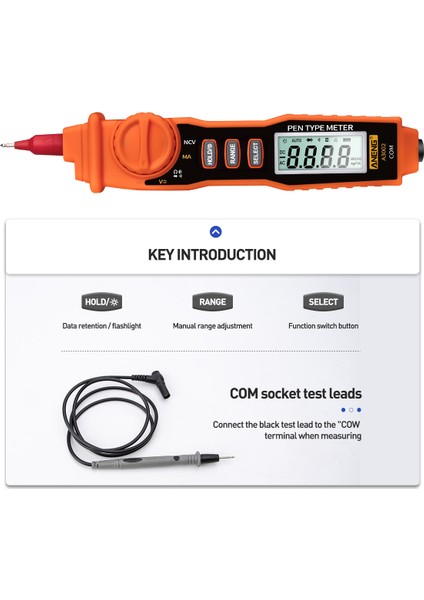 Aneng A3002 Kalem Multimetre 4000 Sayım Dijital Multimetre (Yurt Dışından)