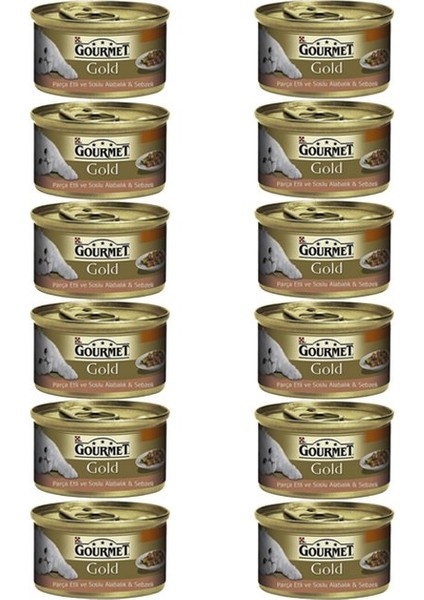Gold Parça Etli ve Soslu Alabalık ve Sebzeli Kedi Konservesi 85 gr x 12 Adet fiyatları