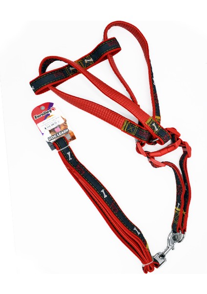 Köpek Uz.+Göğüs Tasması Kırmızı 25MM 120CM