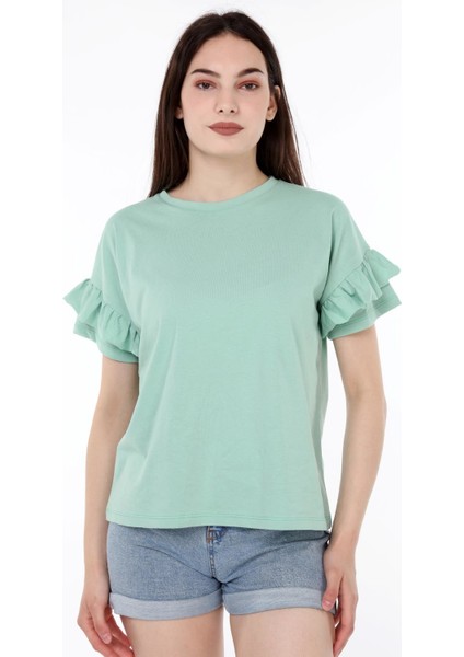 Kadın Omuzdan Fırfırlı T-Shirt fiyatları