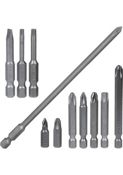 11'li Bits Uç Seti Vidalama Uçları Düz Yıldız Torx