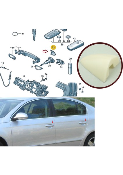 BDP1086 Vw Passat B6 cc Için Sol Dış Kapı Kol Bademi 3C0837879 fiyatları