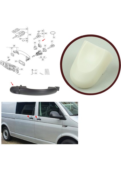 BDP1089 Vw Transporter Touran Caddy New Beetle Için Yolcu Dış Kapı Kol Bademi 1C0837879A fiyatları
