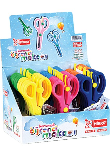 KS115-30 Korumalı Öğrenci Makası (1 STAND 30 ADET)